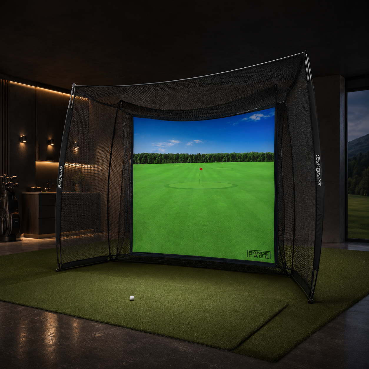 GoSports Range Cage 10 ft x 8 ft Golf Practice Hitting Net with Impact Screen